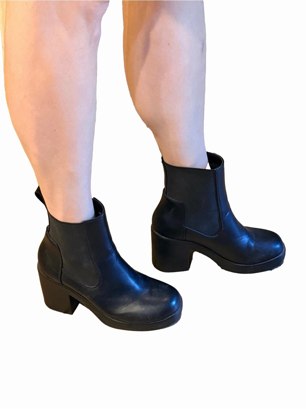 Soda Black Platform Chelsea Ankle Boots